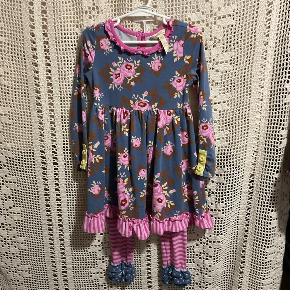 Matilda Jane blue pink floral dress and pants set 4